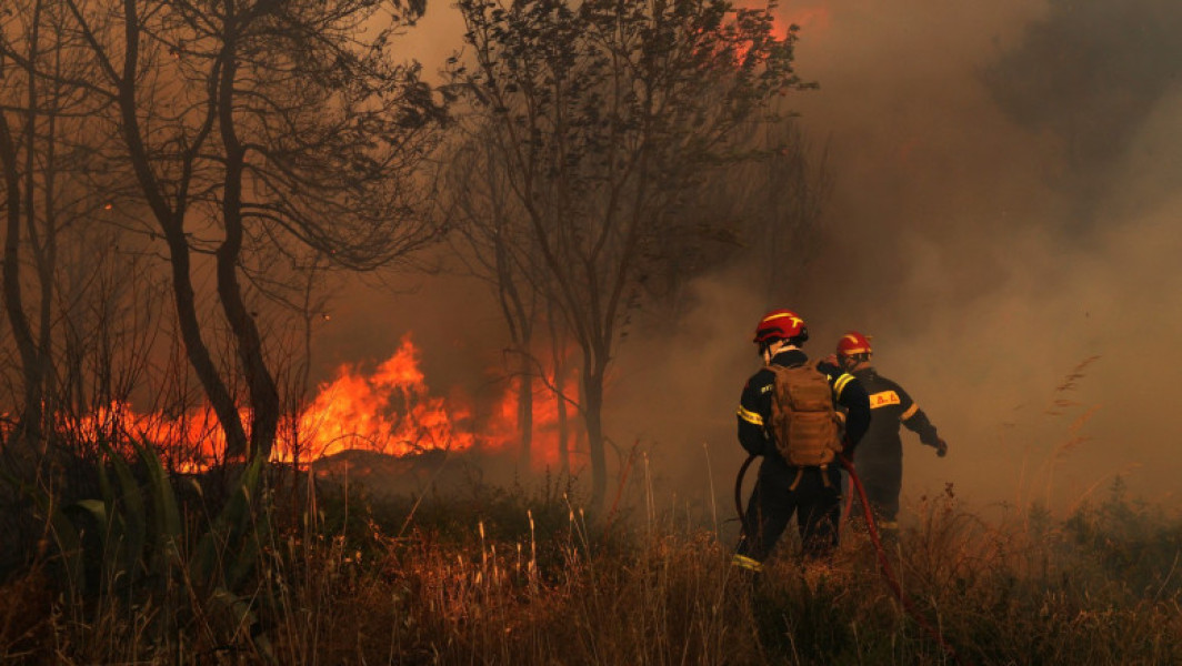 Video Incendii puternice de vegetație în apropierea Atenei. Case făcute scrum, peste 50 de localnici evacuați